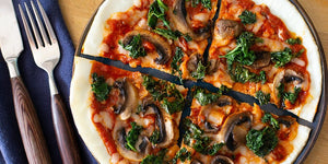Cheesy Egg White, Kale & Mushroom Pizza