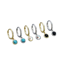 Turquoise - Opal - Onyx Huggie Earrings