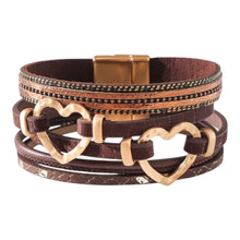 Double Heart Leather Bracelet