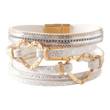 Double Heart Leather Bracelet