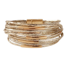 Multi Stranbd Bar Leather Bracelet