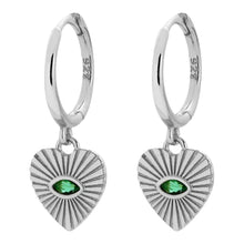 Heart w/ Green Stone Huggies