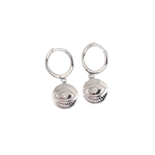 Sterling Silver Evil Eye Hoop Earrings