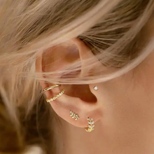 Sterling Silver Huggie Leaf Earrings