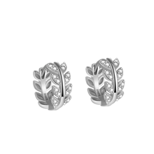 Sterling Silver Huggie Leaf Earrings