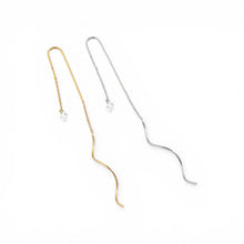 Sterling Silver Long Threader Crystal Earrings