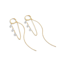 Long Sterling Silver Gold Plated Crystal Dangle Earrings