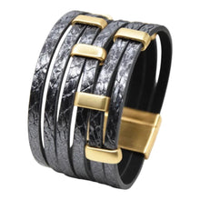Six Row w/ Bars Leather Bracelet