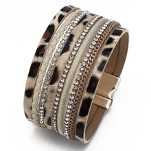 Leopard and Crystal Leather Bracelet