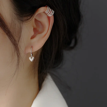 Sterling Silver Heart Huggie Earrings