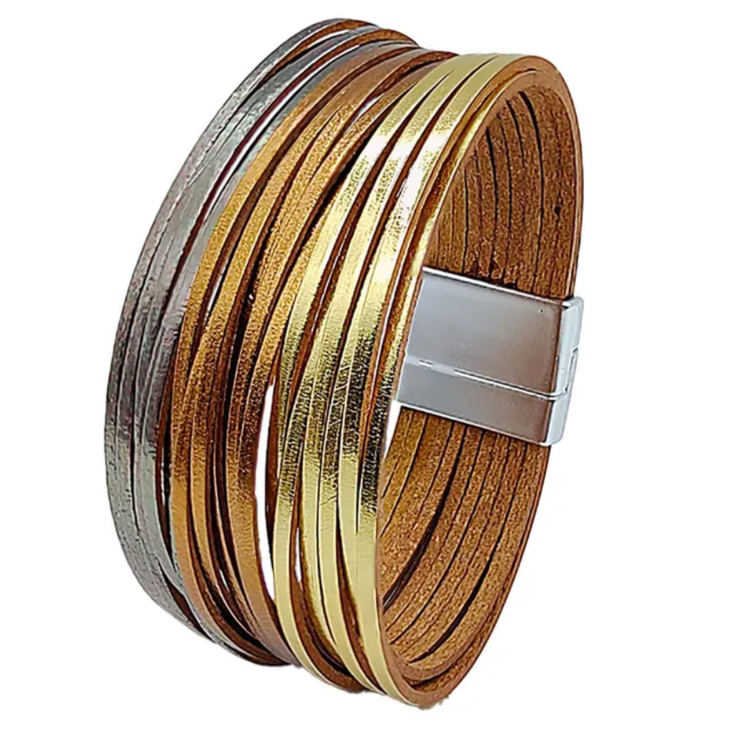 Metallic Multistrand Leather Bracelet