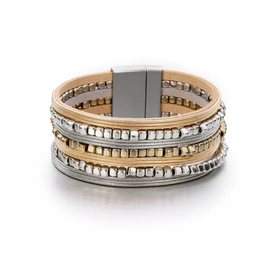 Multistrand Bead Leather Bracelet