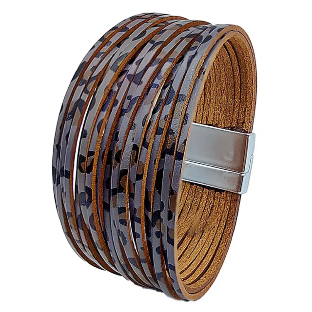 Multistrand Leopard Leather Bracelet