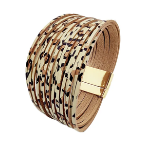 Multistrand Leopard Leather Bracelet