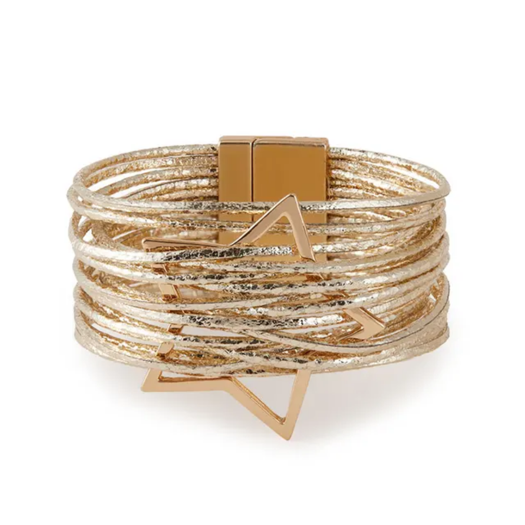 Multistrand Star Leather Bracelet