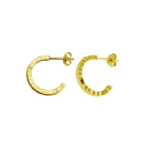 Diamond Cut Semi Hoop Earrings Small