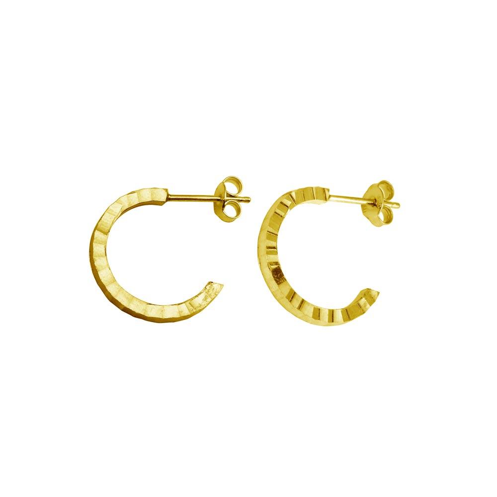 Diamond Cut Semi Hoop Earrings Small