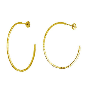 Diamond Cut Semi Hoop Earrings Large