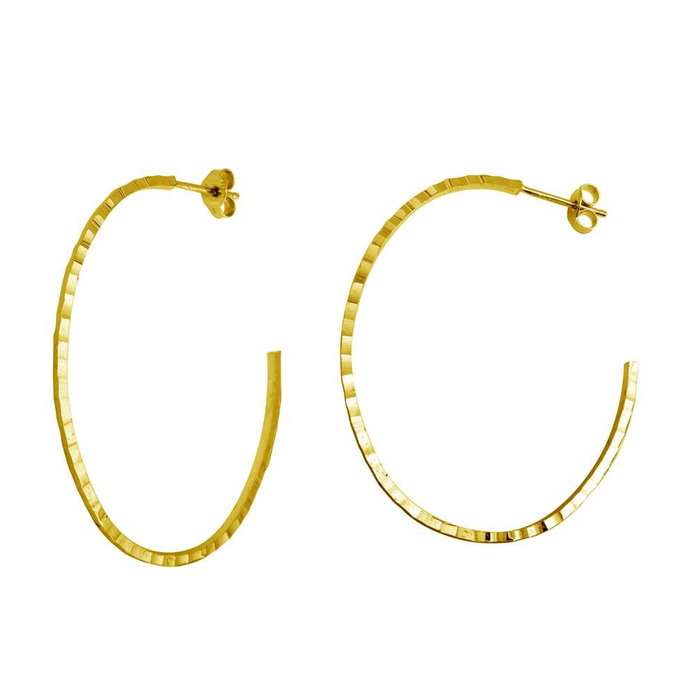 Diamond Cut Semi Hoop Earrings Large