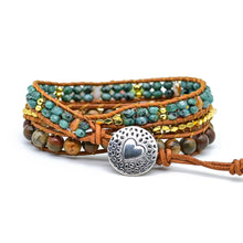 Mardi Gras Jasper Gemstone Leather Wrap Bracelet