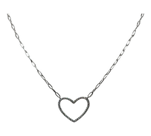 Open Pave Heart Necklace