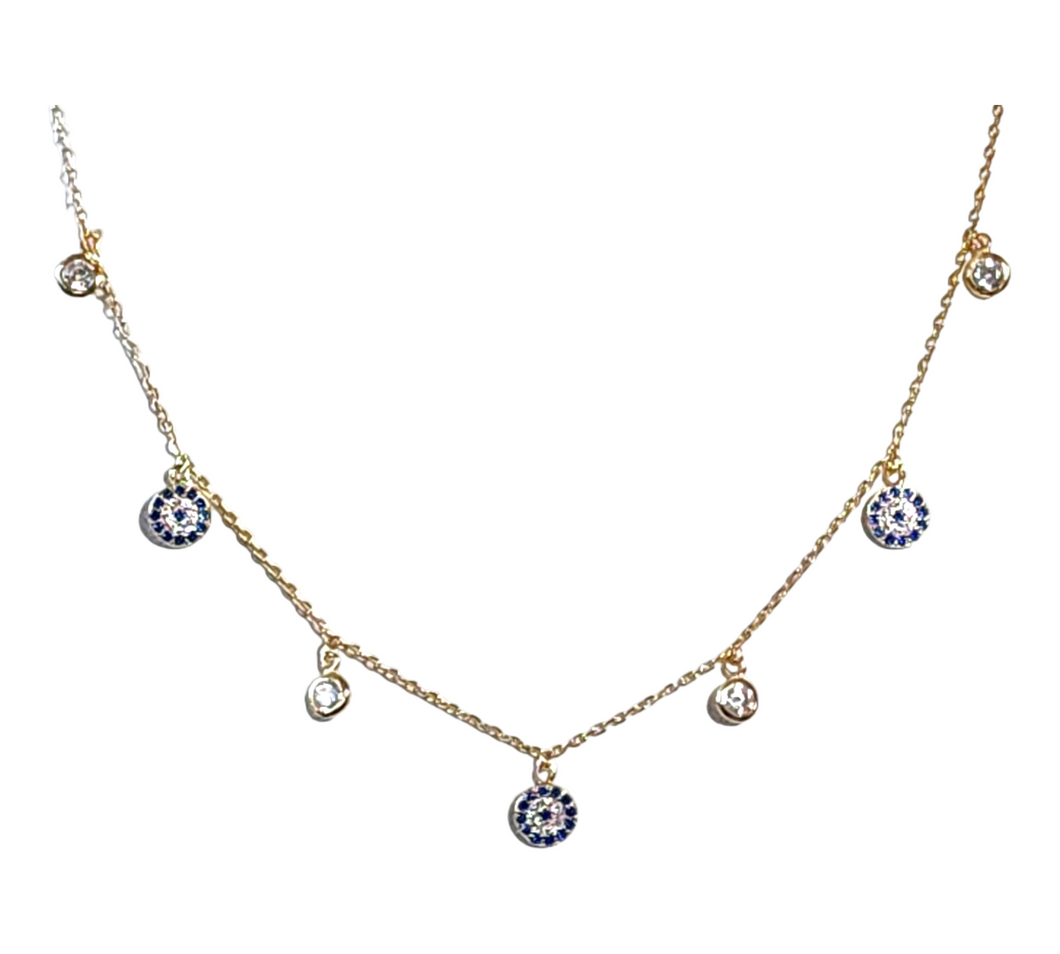 Dangle Evil Eye and Crystal Choker Necklace