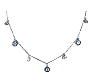 Dangle Evil Eye and Crystal Choker Necklace