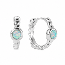 Sterling Silver Round Opal Hoop Earrings