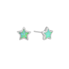 Sterling Silver Opal Star Stud Earrings