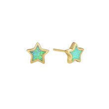 Sterling Silver Opal Star Stud Earrings