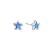 Sterling Silver Opal Star Stud Earrings