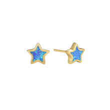 Sterling Silver Opal Star Stud Earrings