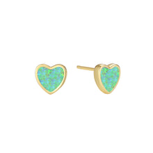 Sterling Silver Opal Heart Stud Earrings