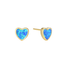 Sterling Silver Opal Heart Stud Earrings