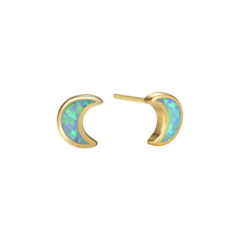 Sterling Silver Opal Moon Stud Earrings