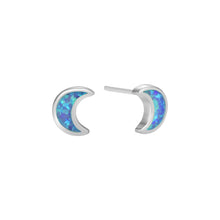 Sterling Silver Opal Moon Stud Earrings