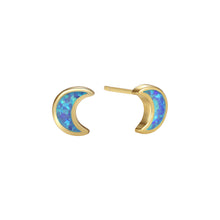 Sterling Silver Opal Moon Stud Earrings