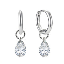 Sterling Silver Pearshaped Crystal Hoop Earrings