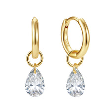 Sterling Silver Pearshaped Crystal Hoop Earrings