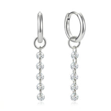 Sterling Silver Five Crystal Drop Hoop Earrings
