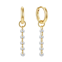 Sterling Silver Five Crystal Drop Hoop Earrings