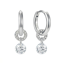 Sterling Silver Large Round Crystals Hoop Earrings