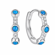 Sterling Silver Opal Hoop Earrings