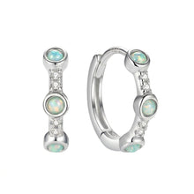 Sterling Silver Opal Hoop Earrings