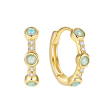 Sterling Silver Opal Hoop Earrings