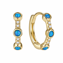 Sterling Silver Opal Hoop Earrings