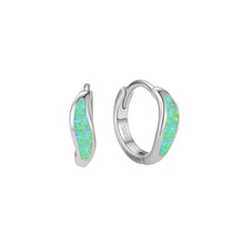 Sterling Silver Opal Hoop Earrings