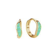 Sterling Silver Opal Hoop Earrings