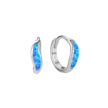 Sterling Silver Opal Hoop Earrings