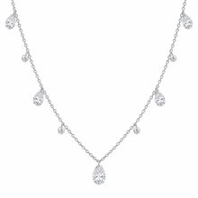 Sterling Silver Pear & Round Crystal Necklace